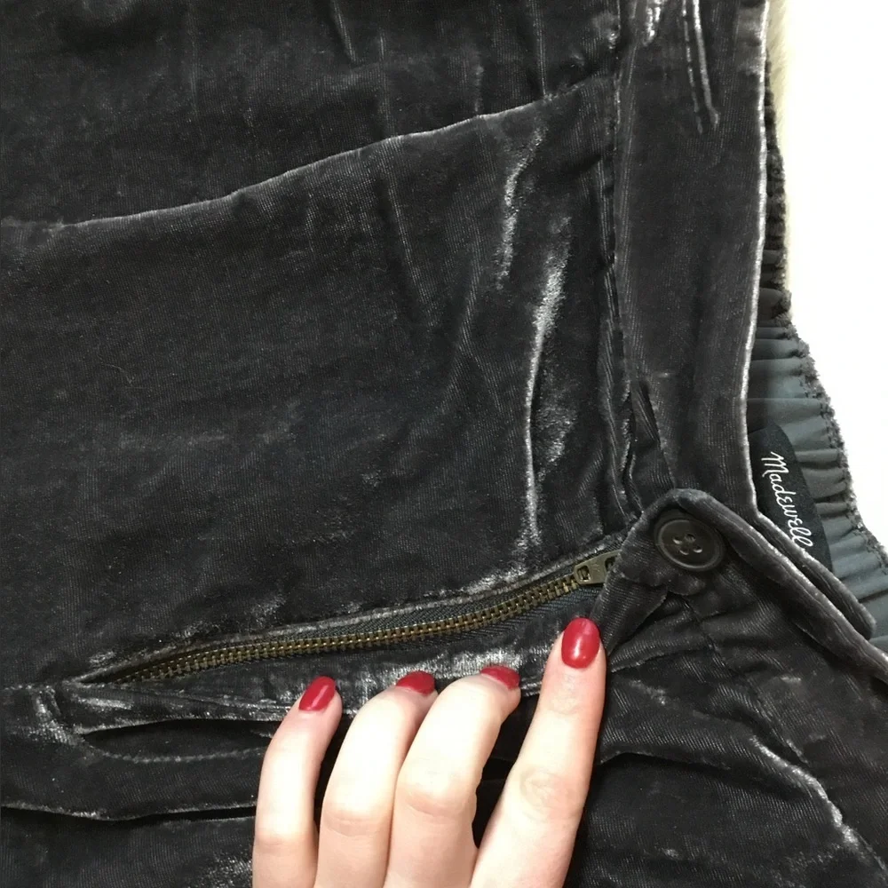 Madewell velvet trousers with a tapered wide leg high rise - Picture 5 of 7